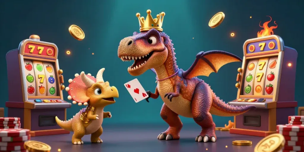 Engage with slot pulsa through T-Rex card games and triceratops chip stacking.