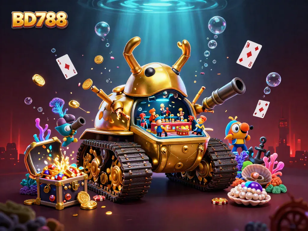 Experience the excitement of BD788 with a vibrant 3D casino illustration showcasing immersive gaming elements.