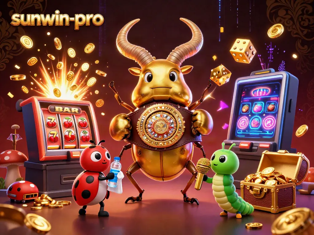 Experience the thrill of gaming with sunwin-pro's colorful casino-themed illustration filled with vibrant characters.