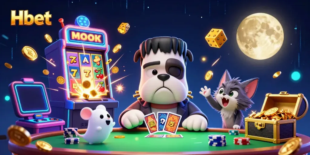 Experience thrilling gameplay at Hbet with vibrant casino characters and action-packed elements.