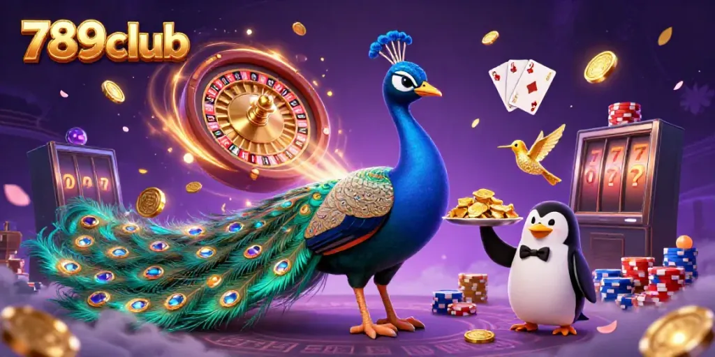 Experience the excitement of 789club with a vibrant 3D illustration featuring casino elements and quirky characters.