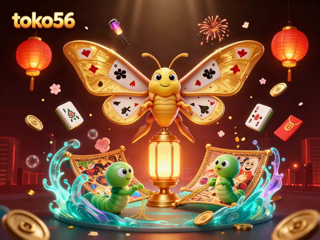 Engage in thrilling games at toko56 with a vibrant casino-themed scene full of colorful elements.