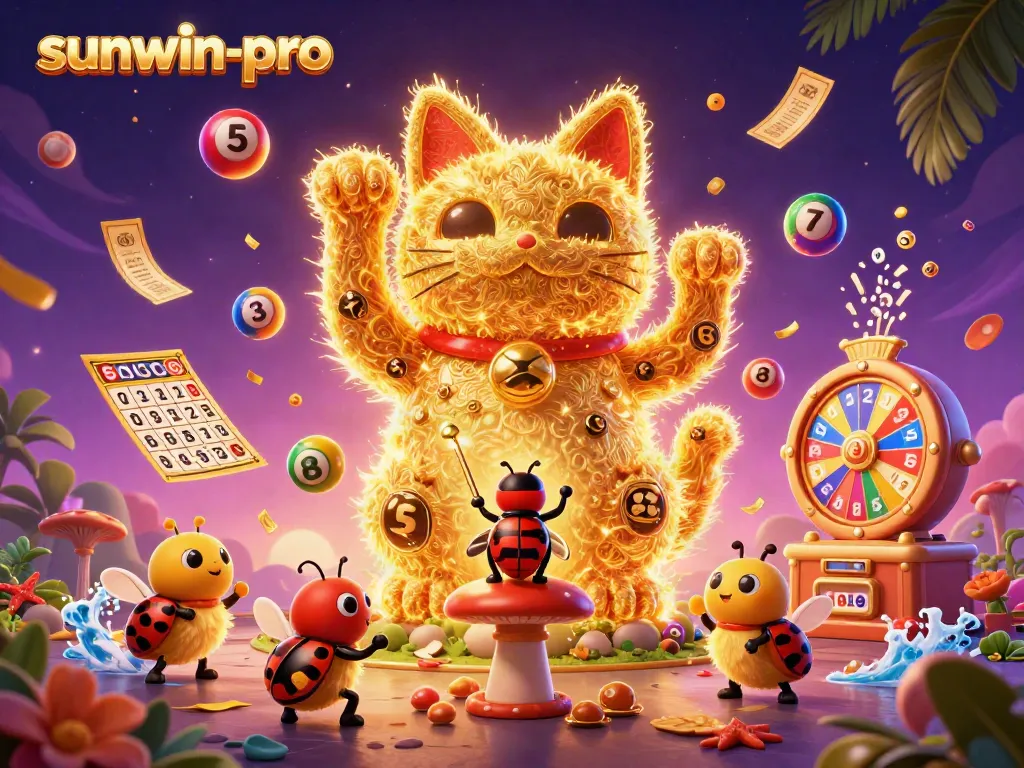 Engage with the vibrant world of sunwin-pro featuring a lucky cat and casino elements.
