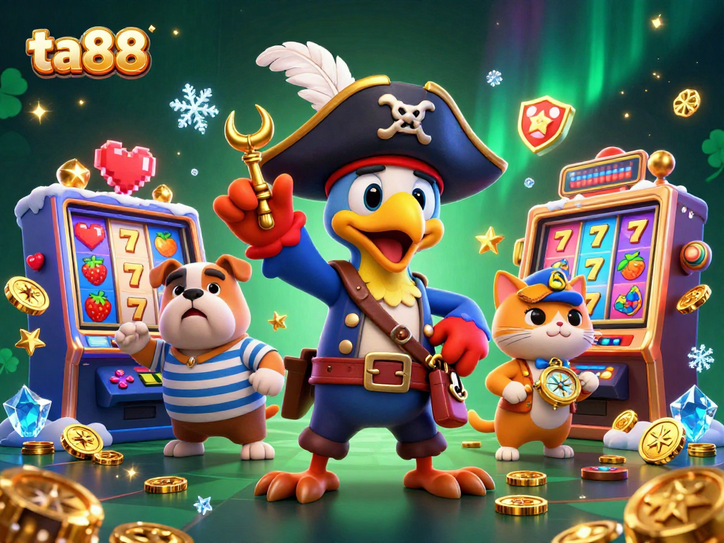 Engage with ta88's vibrant 3D slot machine adventure led by a pirate captain and bulldog mate.