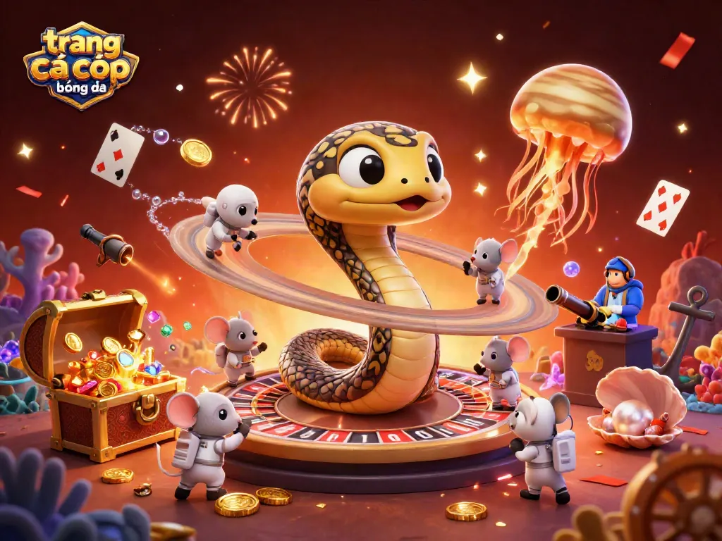 Engage in the thrilling world of trang cá cược bóng đá with cartoon characters in a vibrant casino scene.