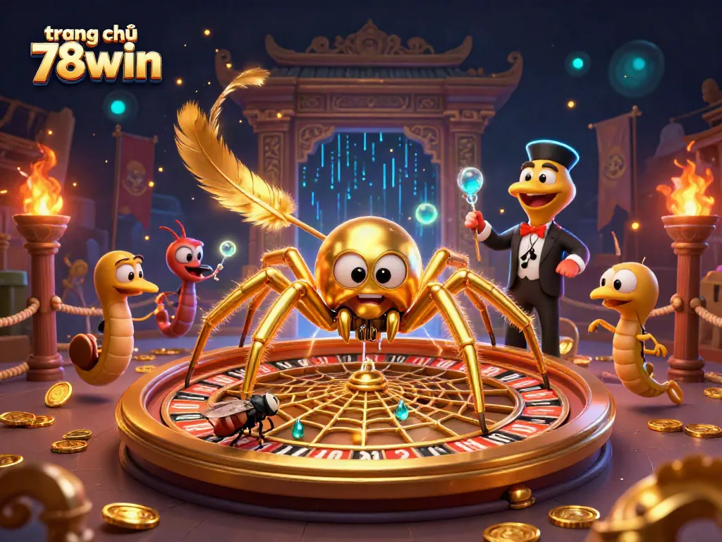 Engage with exciting gameplay at trang chủ 78win, featuring a dynamic casino scene with charming characters.