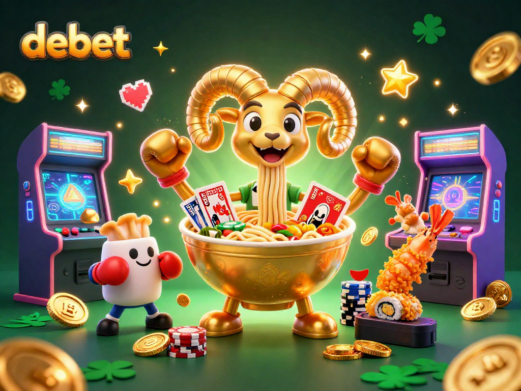 Engage in winning strategies with debet through a dynamic 3D cartoon casino illustration packed with vibrant colors.
