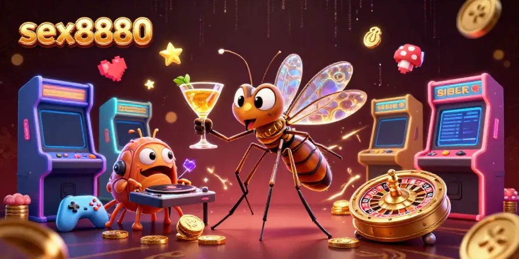 Experience thrilling gameplay at sex8880 with a lively casino scene featuring vibrant elements and engaging characters.