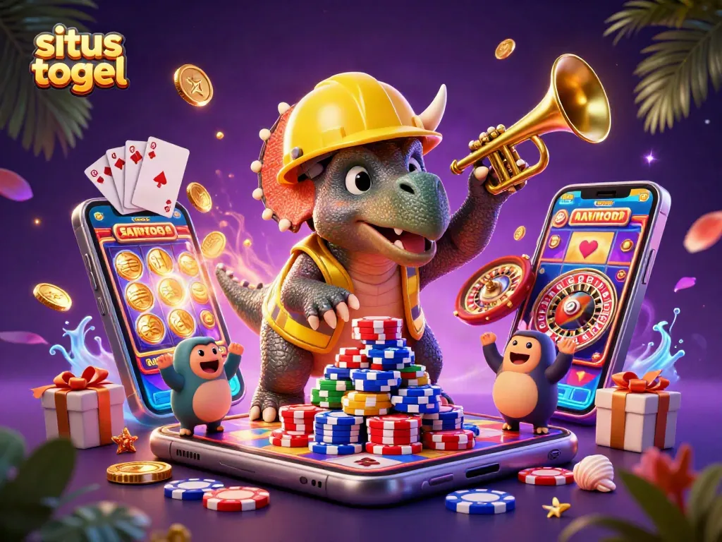 Engage with situs togel while enjoying vibrant 3D cartoon illustration of a casino scene.