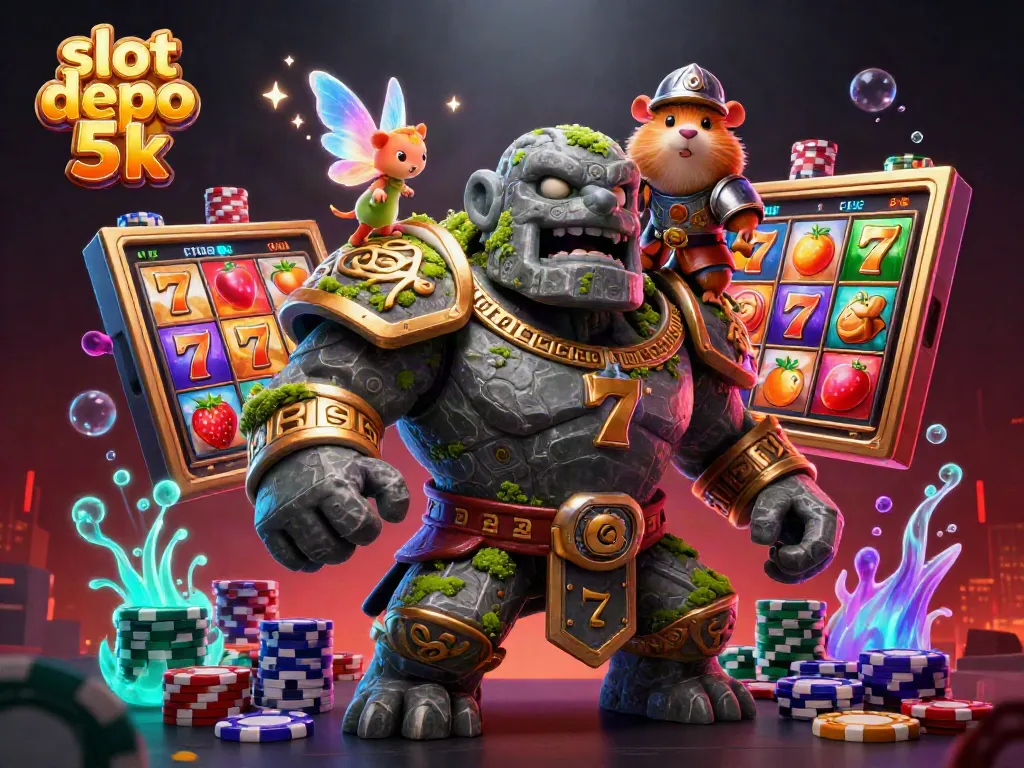 Experience the thrill of slot depo 5k with charming characters and exciting game elements in a vibrant casino scene.