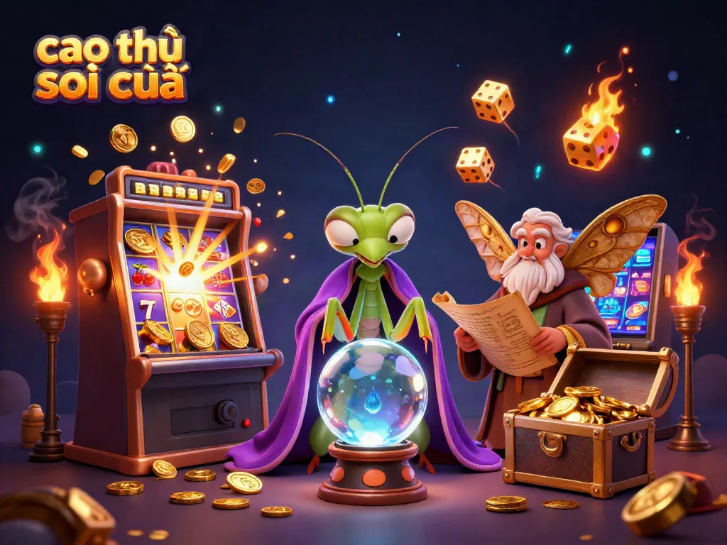 Experience the magic of cao thủ soi cầu as fortune tellers unveil winning lottery strategies in a vibrant casino scene.