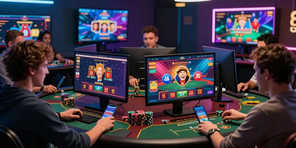 Exciting online gambling experience showcasing players interacting with various games on digital platforms, highlighting pecah 404.