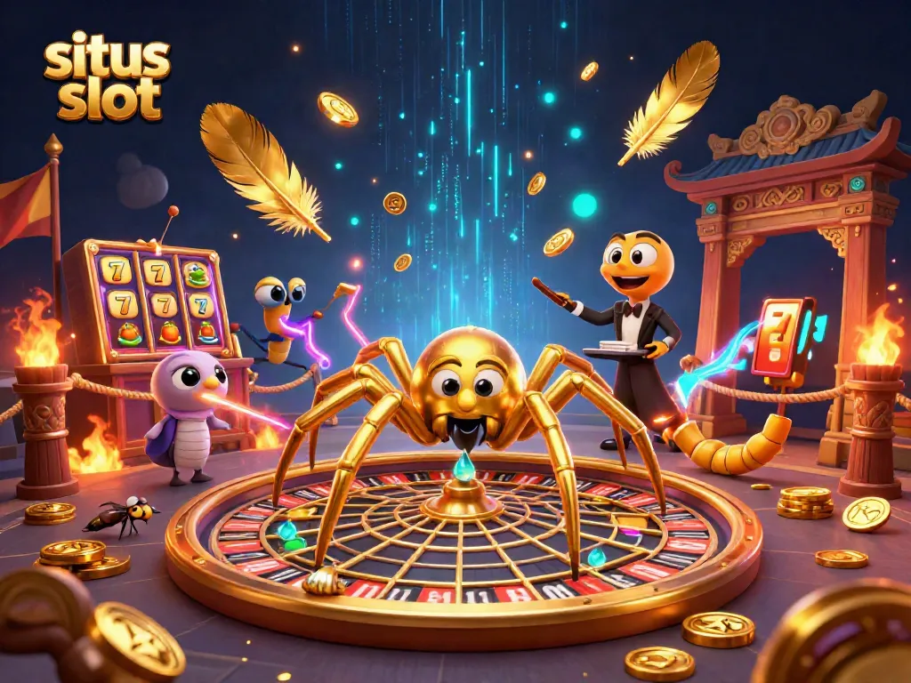Engage in situs slot action with a colorful 3D scene showcasing game elements and vibrant characters.
