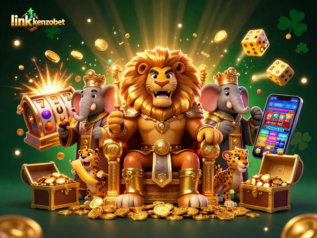 Experience thrilling jackpots on link kenzobet with this vibrant 3D illustration of a prosperous casino scene.