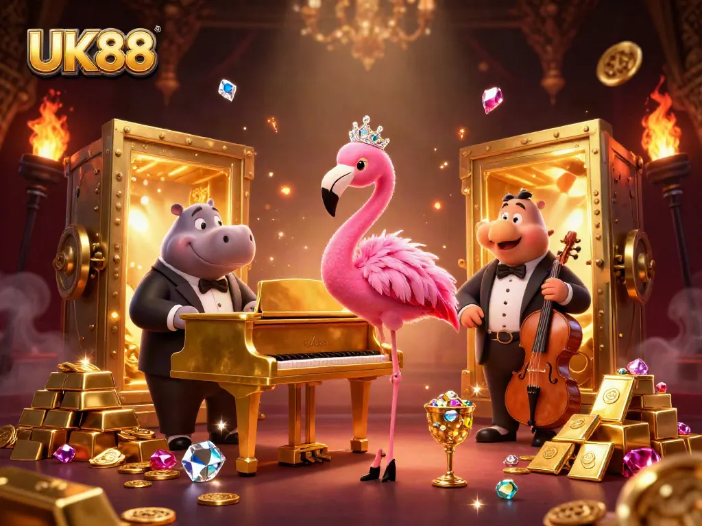 Join the vibrant fun at UK88 with lively characters and a treasure-filled casino!