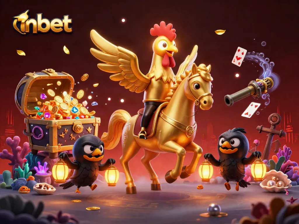 Engage in thrilling gameplay at nbet, featuring a golden rooster in a vibrant casino scene.