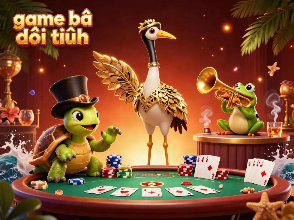 Engage with game bài đổi thưởng featuring vibrant characters at a lively casino scene.