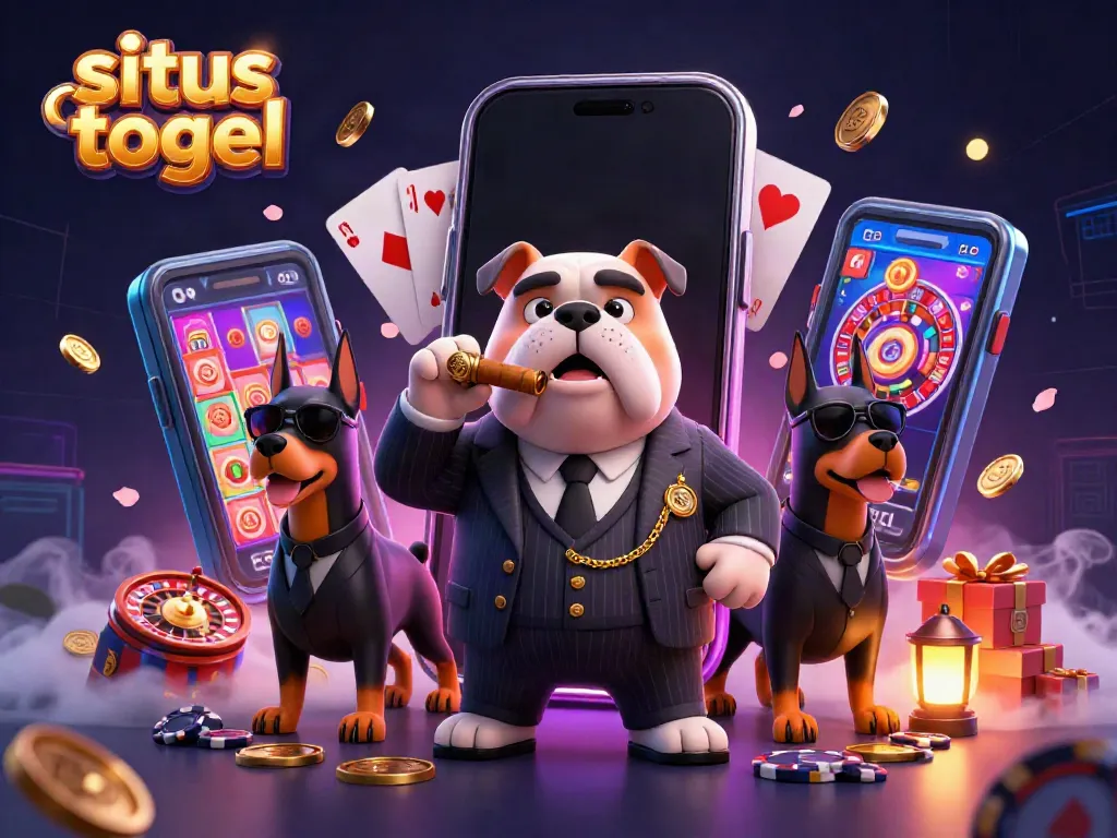 Experience the excitement of situs togel with our cartoon mafia boss in a dynamic lottery-themed scene.