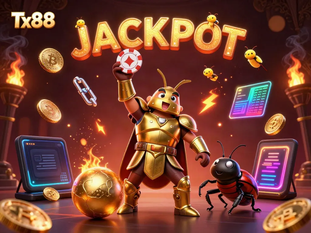 Engaging Tx88 casino scene featuring characters celebrating a jackpot with vibrant casino elements.