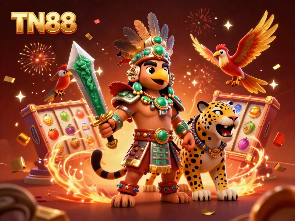 Experience the excitement of TN88 with vibrant characters and thrilling casino elements in a dynamic scene.