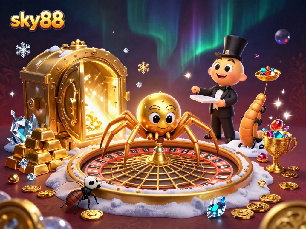 Experience thrilling bets at sky88 with a golden spider roulette scene crafted in stunning detail.