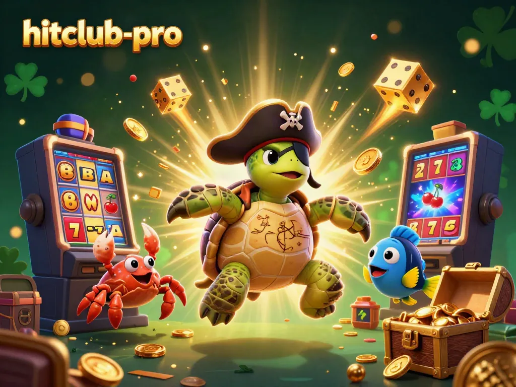 Experience the excitement of hitclub-pro with the dynamic casino scene featuring a cartoon turtle, crab, and parrotfish