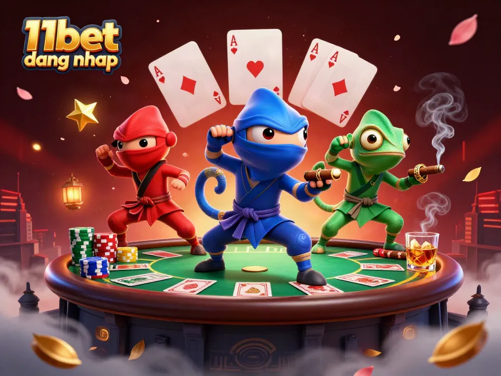 Engage in thrilling action at 11bet dang nhap with vibrant chameleon ninjas and dynamic poker elements.