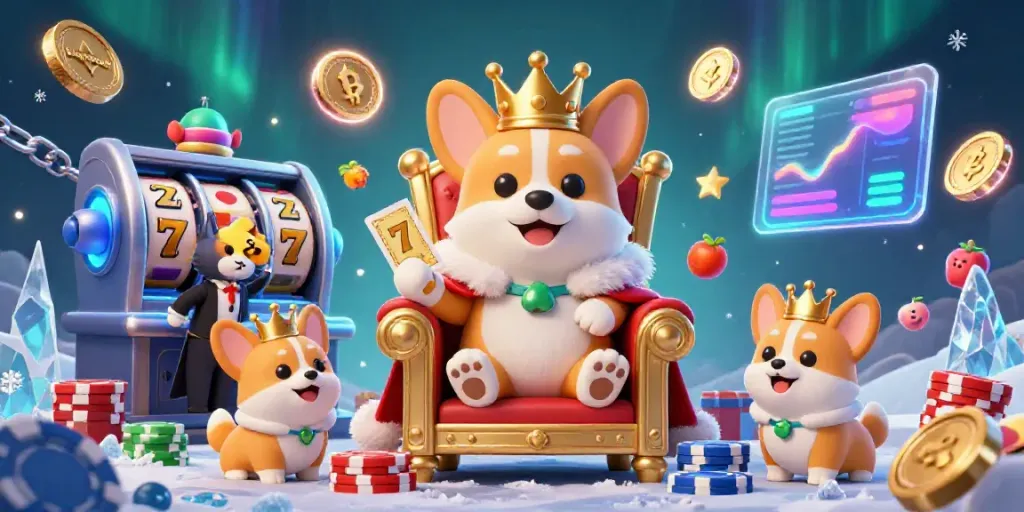 Permainan bingoslot yang memukau dengan raja corgi, kucing pelayan, dan banyak simbol slot.
