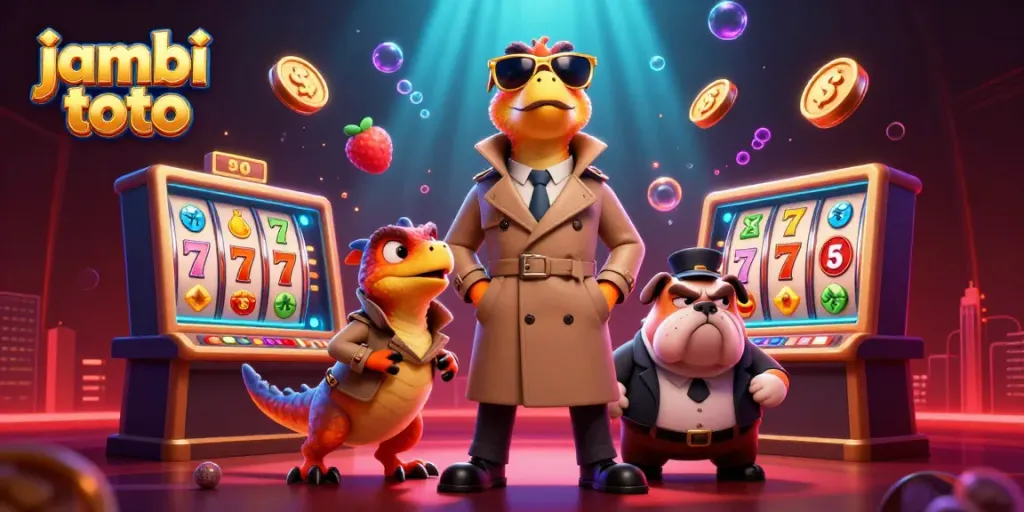 Experience the excitement of jambi toto with raptors in disguise entering a vibrant casino.