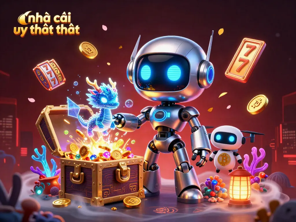 Experience excitement with nhà cái uy tín nhất in a vibrant 3D casino illustration featuring gaming elements and dynamic characters.