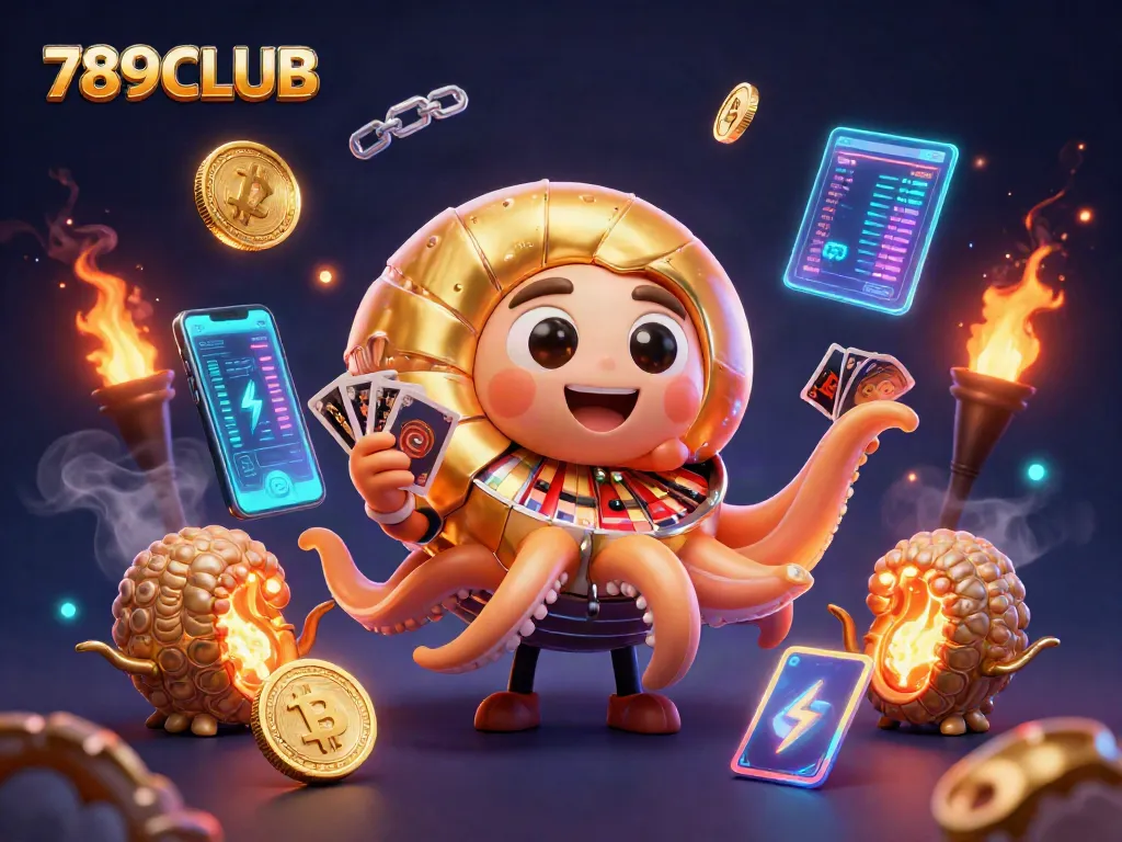 Engage in thrilling gameplay at 789CLUB with a vibrant 3D casino illustration showcasing the excitement.
