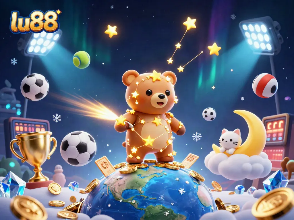 lu88 players experience thrilling winnings in a vibrant casino scene surrounded by sports elements.
